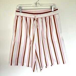 Anthropologie Boxy Elastic Shorts Pink/Red Vacation Stripes Size S